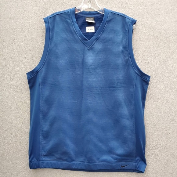 Nike Golf Men Sweatshirt Large Blue Vest Therma-Fit Swoosh Logo Sleeveless READ - Picture 1 of 11